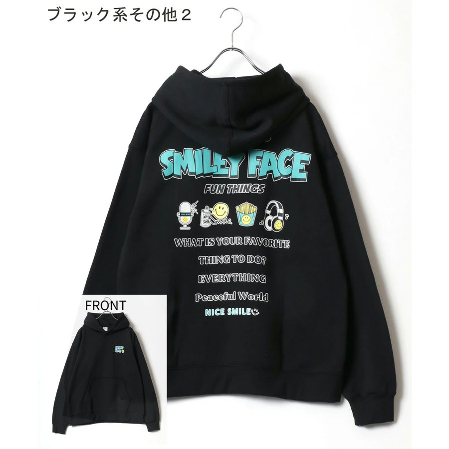 SMILEY FACE スマイリーフェイス スウェット パーカー メンズ 裏起毛 プルパーカー フーディ フーディー ワンポイント刺繍 スエット レディース(0132510130)