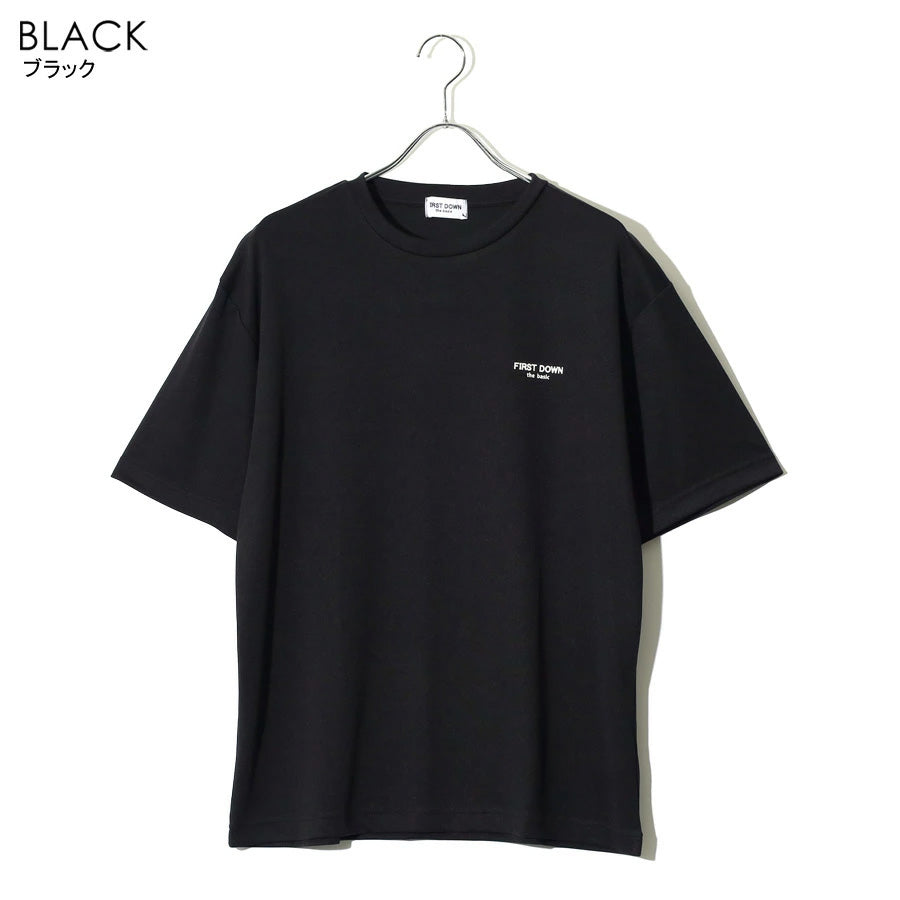 FIRST DOWN ファーストダウン Tシャツ 半袖 メンズ レディース ユニセックス マイクロメッシュ ワンポイント ブランド ロゴ クルーネック 吸水速乾 ドライ(0112000223)