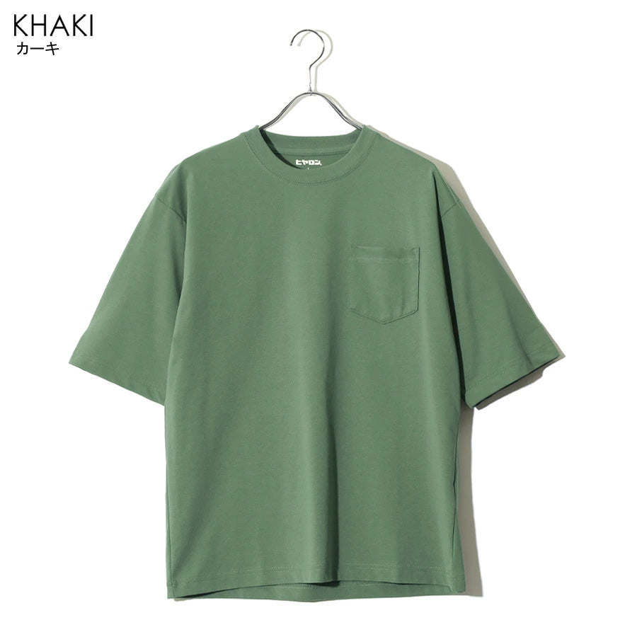 ヒヤロン 接触冷感 Tシャツ 半袖 無地 メンズ レディース ユニセックス クルーネック ポケット付き ポケT ひんやり 涼しい(0111690022)
