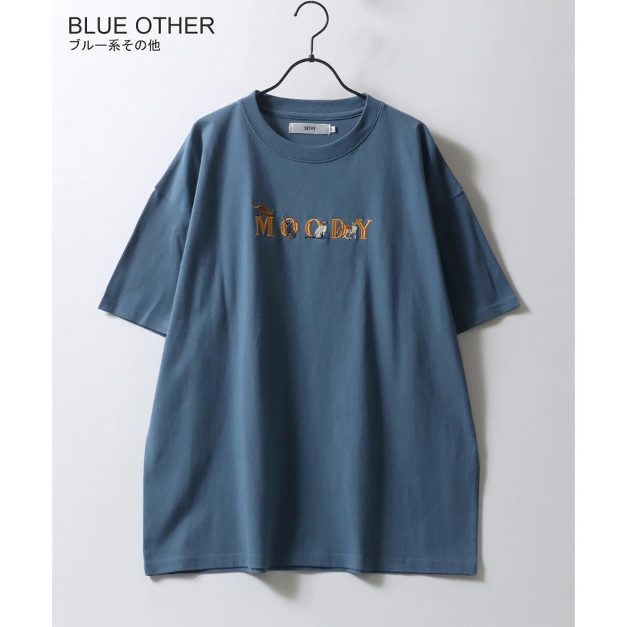 SITRY シトリー Tシャツ 半袖 メンズ レディース ユニセックス 綿100 別注 オーバーサイズ ビッグシルエット ワイドシルエット アニマル ゴースト ワンポイント刺繍 カットソー トップス(0115130027)