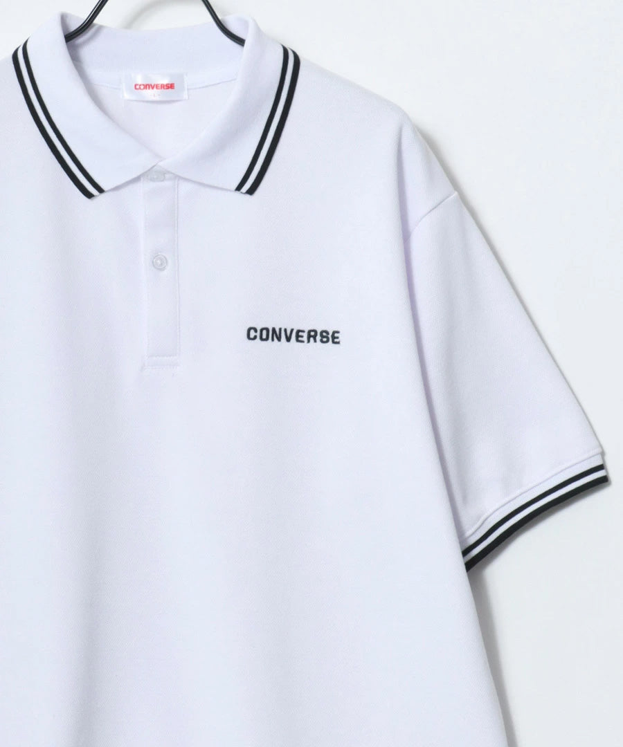 CONVERSE コンバース ポロシャツ 半袖 メンズ レディース ユニセックス ブランド QUICK DRY 速乾 カノコ 無地 ロゴ オールスター ワンポイント刺繍 襟ライン 鹿の子(0142280184)