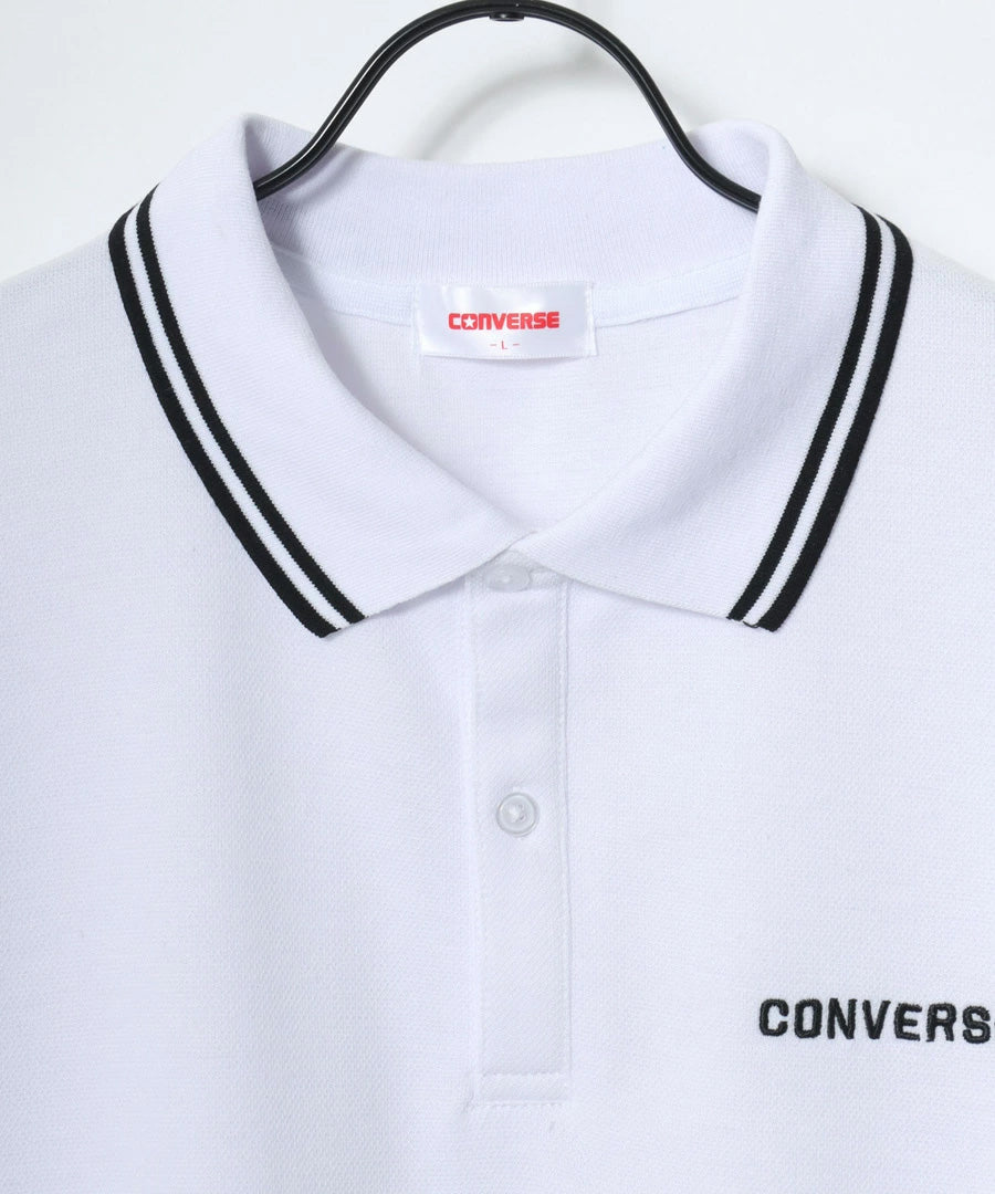 CONVERSE コンバース ポロシャツ 半袖 メンズ レディース ユニセックス ブランド QUICK DRY 速乾 カノコ 無地 ロゴ オールスター ワンポイント刺繍 襟ライン 鹿の子(0142280184)