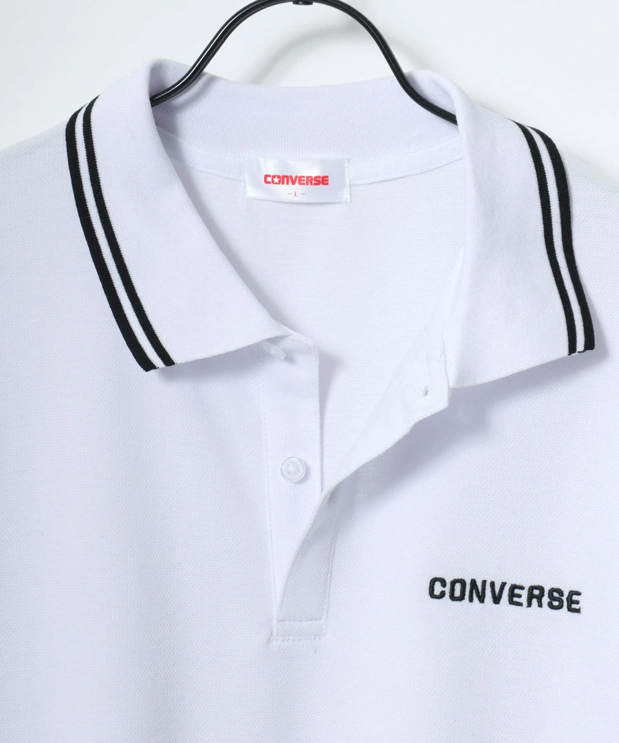 CONVERSE コンバース ポロシャツ 半袖 メンズ レディース ユニセックス ブランド QUICK DRY 速乾 カノコ 無地 ロゴ オールスター ワンポイント刺繍 襟ライン 鹿の子(0142280184)