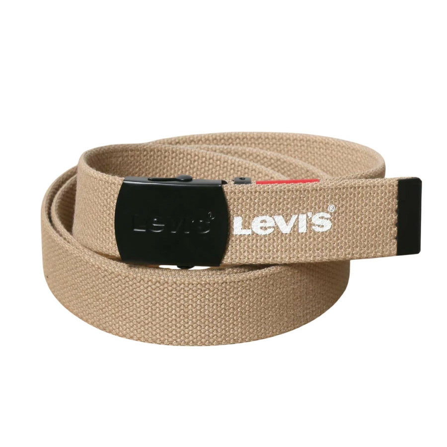 Levi's リーバイス GI ガチャベルト 35mm ブラックバックル 日本製 MADE IN JAPAN ブランド ロゴ ロングサイズ カジュアル ワーク 長さの調整~115cmまで可能(7718990029)
