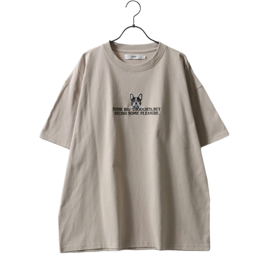 SITRY シトリー Tシャツ 半袖 メンズ レディース ユニセックス 綿100 別注 オーバーサイズ ビッグシルエット ワイドシルエット アニマル ワンポイント刺繍 ストリート カットソー トップス(0115130026)