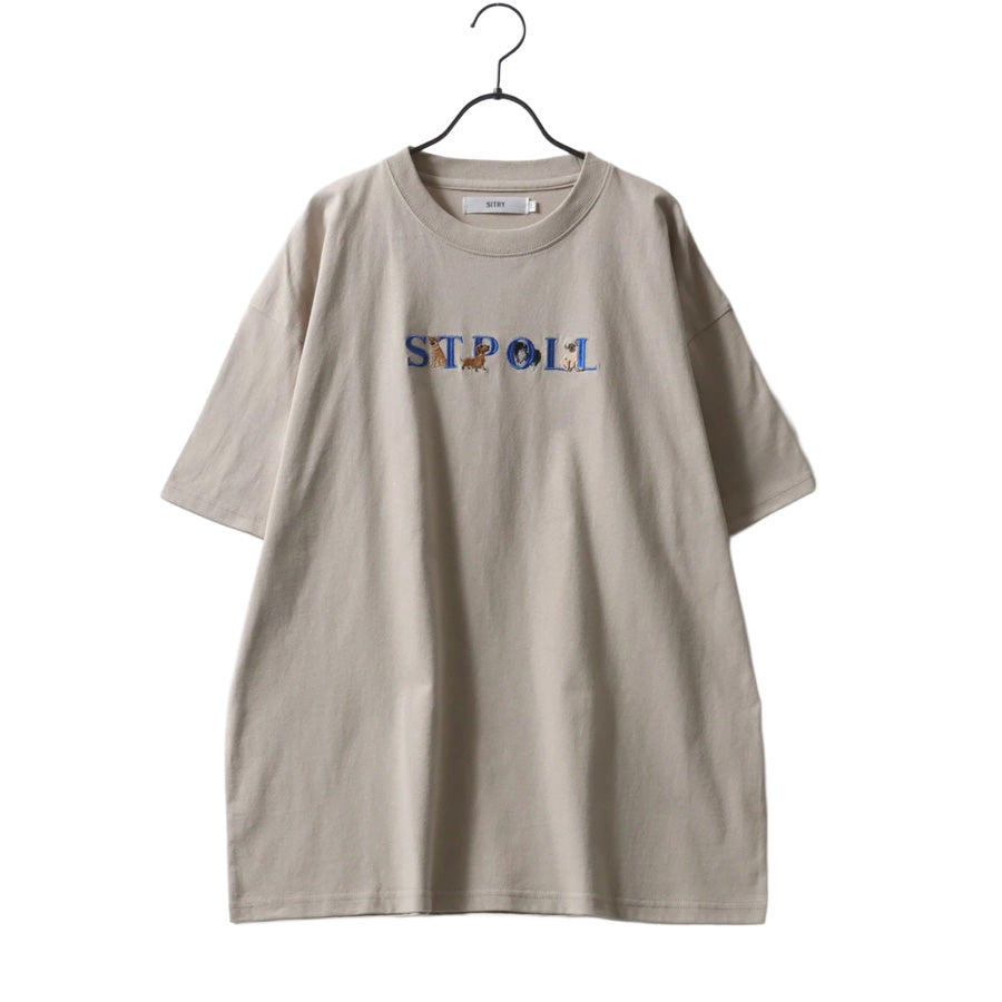 SITRY シトリー Tシャツ 半袖 メンズ レディース ユニセックス 綿100 別注 オーバーサイズ ビッグシルエット ワイドシルエット アニマル ゴースト ワンポイント刺繍 カットソー トップス(0115130027)