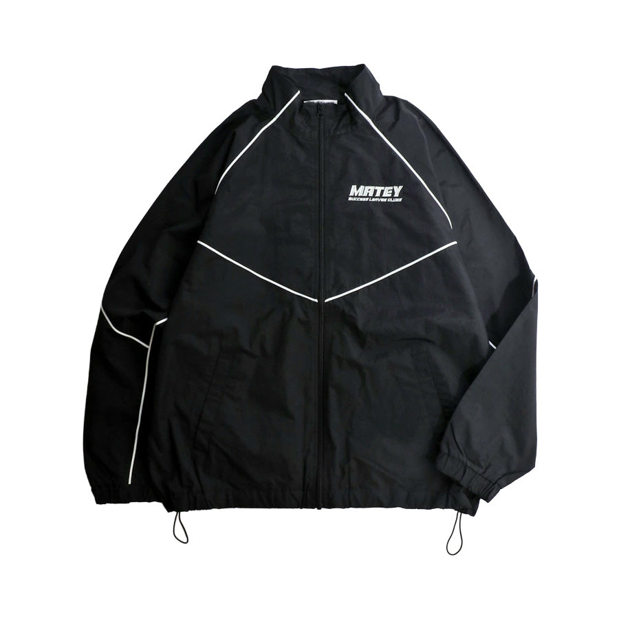 MATEY メーティー ロゴ 切替ライン シャカシャカ ナイロンブルゾン メンズ レディース ユニセックス トラックジャケット ライトアウター オーバーサイズ ルーズ(3142210160)
