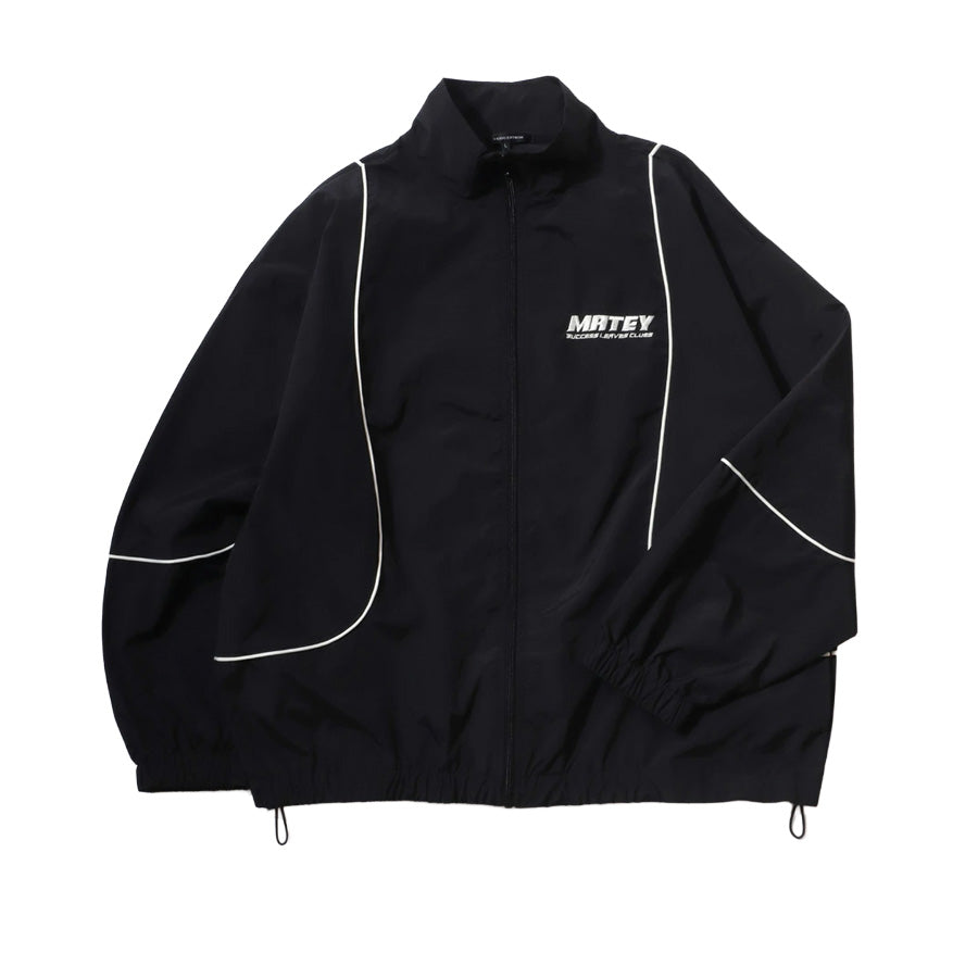 MATEY メーティー ロゴ 切替ライン シャカシャカ ナイロンブルゾン メンズ レディース ユニセックス トラックジャケット ライトアウター オーバーサイズ ルーズ(3142210160)
