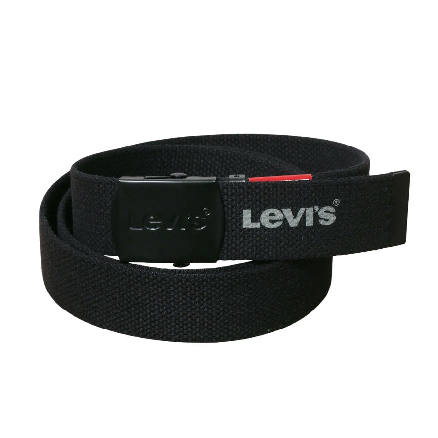 Levi's リーバイス GI ガチャベルト 35mm ブラックバックル 日本製 MADE IN JAPAN ブランド ロゴ ロングサイズ カジュアル ワーク 長さの調整~115cmまで可能(7718990029)