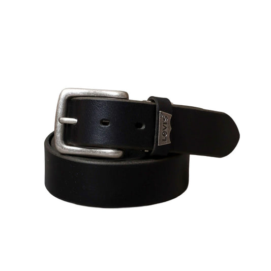 Levi's リーバイス レザー ベルト メンズ 35mm メタルプレート 本革 牛革 カウレザー 帆型 バックル レザーベルト バットウイング ロゴ プレート 最大100cmまで対応可能(7718990065)