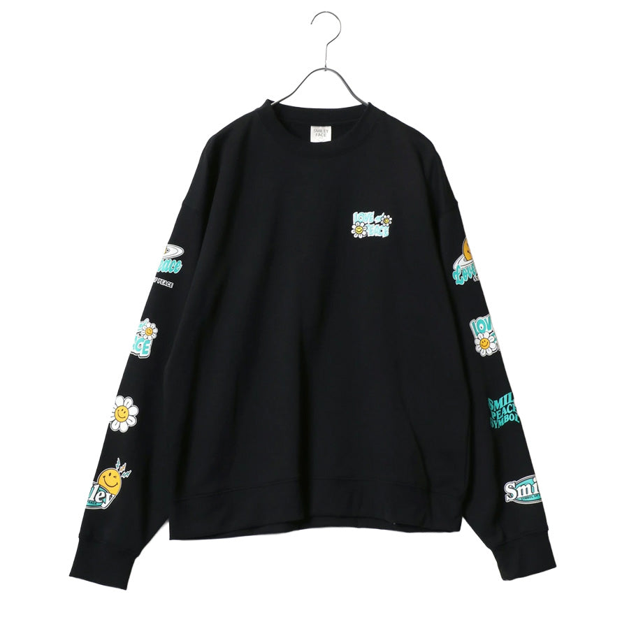 SMILEY FACE スマイリーフェイス スウェット トレーナー メンズ 裏起毛 ビッグシルエット ゆったり シンプル ロゴ入り 長袖 大きいサイズ おしゃれ かわいい レディース(0122510146)