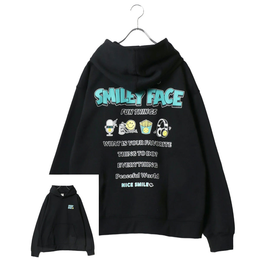 SMILEY FACE スマイリーフェイス スウェット パーカー メンズ 裏起毛 プルパーカー フーディ フーディー ワンポイント刺繍 スエット レディース(0132510130)