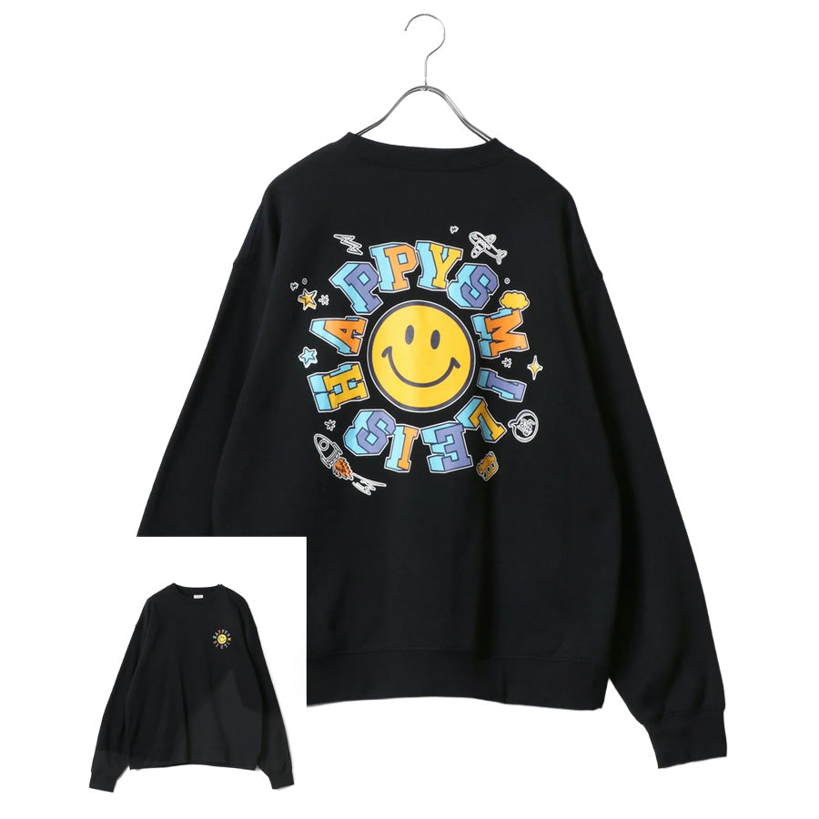 SMILEY FACE スマイリーフェイス スウェット トレーナー メンズ 裏起毛 ビッグシルエット ゆったり シンプル ロゴ入り 長袖 大きいサイズ おしゃれ かわいい レディース(0122510146)