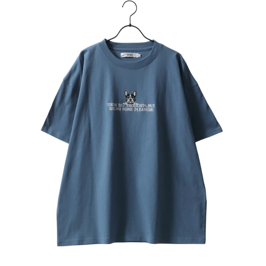 SITRY シトリー Tシャツ 半袖 メンズ レディース ユニセックス 綿100 別注 オーバーサイズ ビッグシルエット ワイドシルエット アニマル ワンポイント刺繍 ストリート カットソー トップス(0115130026)