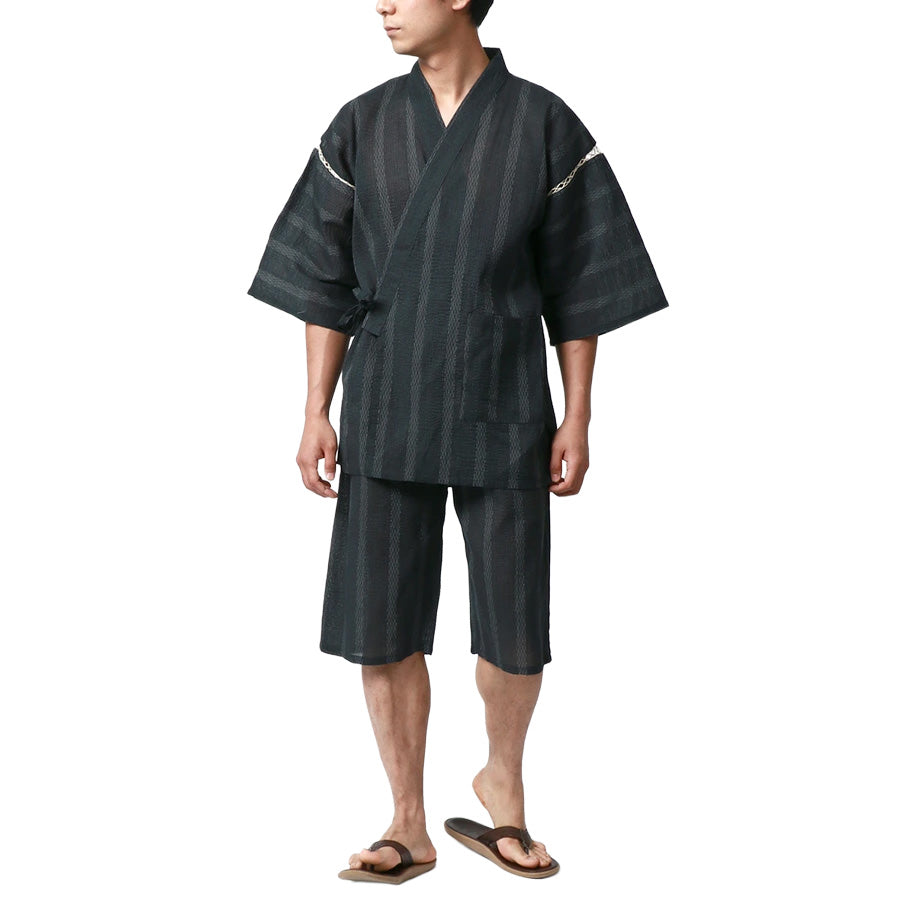 marukawa 甚平 甚兵衛 メンズ 涼しい おしゃれ 大きいサイズ じんべい jinbei しじら織 生地 半袖 上下セット 綿100 和服 和装 ルームウェア お祭り 花火大会 イベント(3192210014)