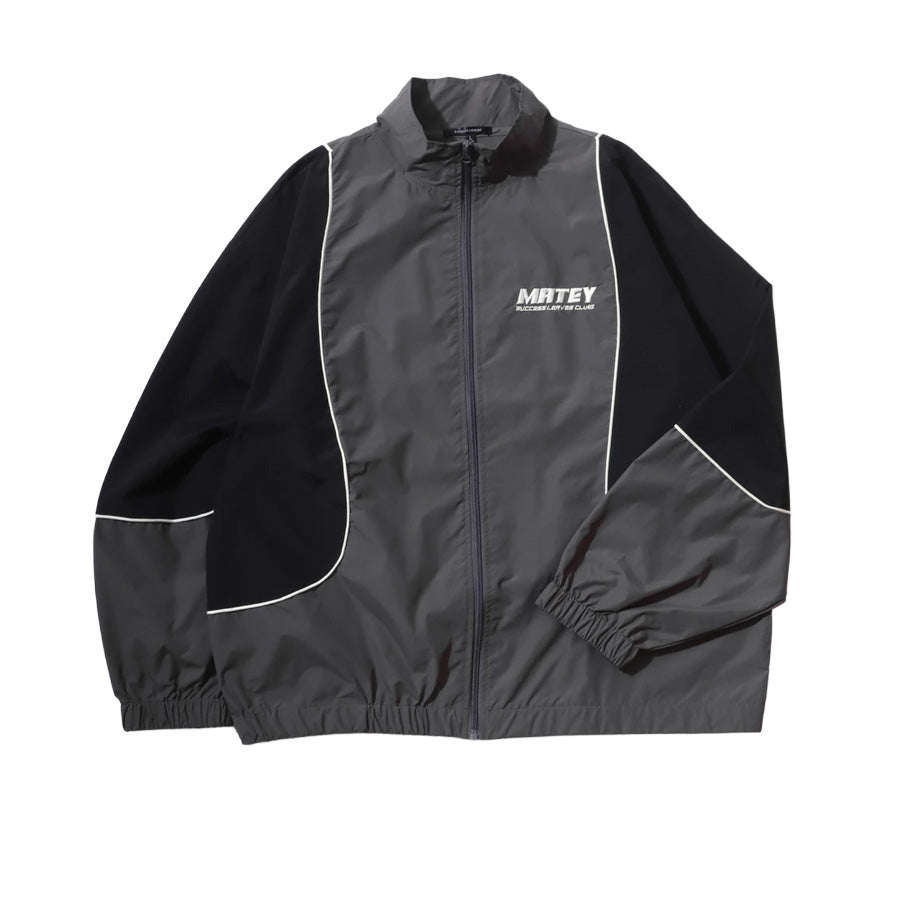 MATEY メーティー ロゴ 切替ライン シャカシャカ ナイロンブルゾン メンズ レディース ユニセックス トラックジャケット ライトアウター オーバーサイズ ルーズ(3142210160)