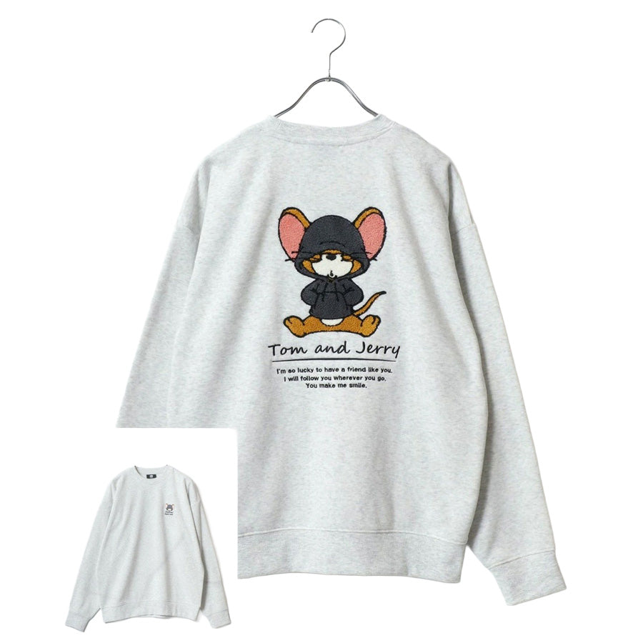 Tom and Jerry トムとジェリー スウェット トレーナー メンズ 裏起毛 ビッグシルエット オーバーサイズ ゆったり シンプル ロゴ入り ワンポイント 長袖 キャラクター 大きいサイズ レディース(0122280285)