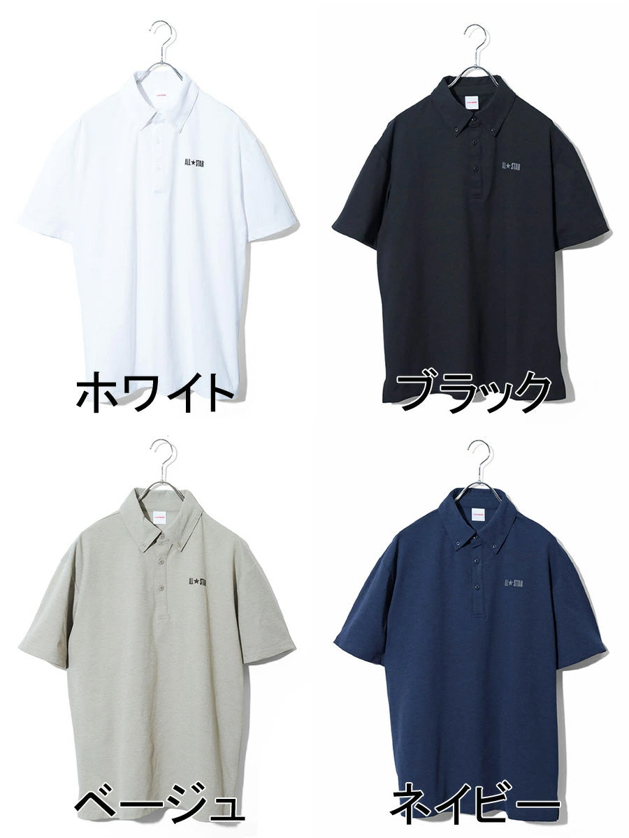 CONVERSE コンバース ポロシャツ 半袖 メンズ レディース ユニセックス ドライ ボタンダウン BD ブランド ロゴ プリント 吸水速乾 スポーツ オフィスカジュアル(0142280189)