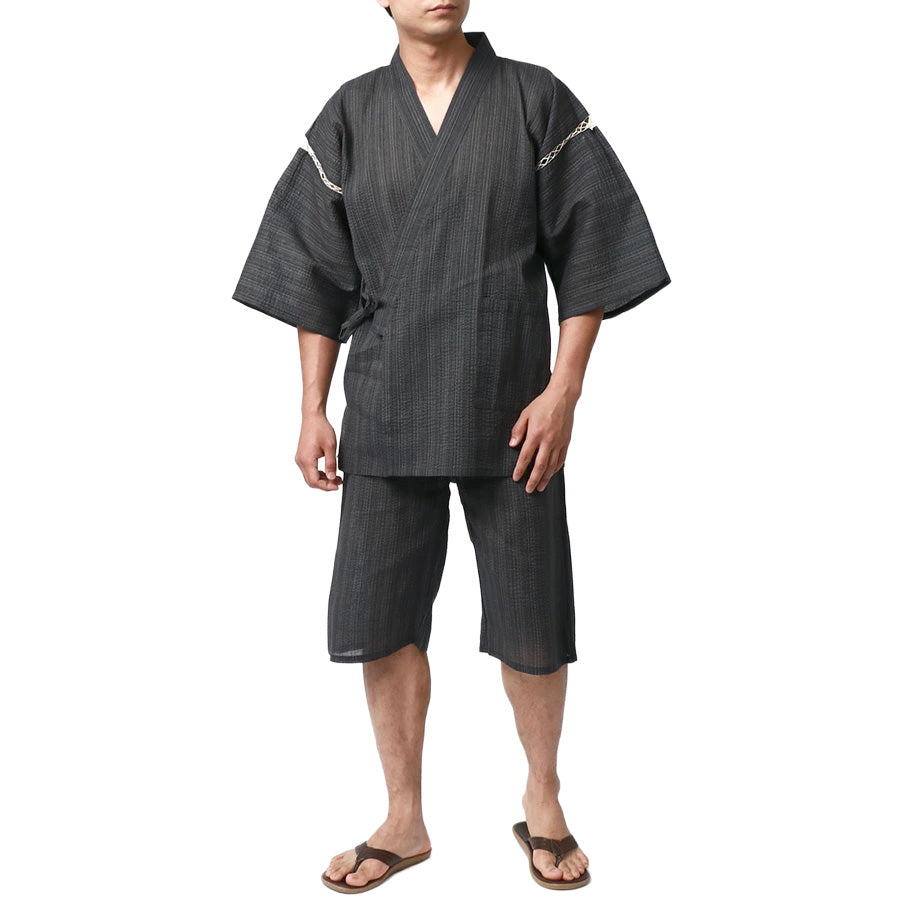 marukawa 甚平 甚兵衛 メンズ 涼しい おしゃれ 大きいサイズ じんべい jinbei しじら織 生地 半袖 上下セット 綿100 和服 和装 ルームウェア お祭り 花火大会 イベント(3192210014)
