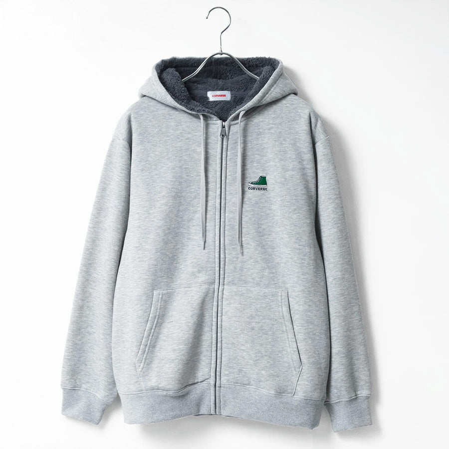 CONVERSE コンバース 裏ボア パーカー メンズ レディース ユニセックス シューズ ブランド ロゴ ワンポイント スウェット スエット フルジップパーカー アメカジ カジュアル(0172280286)