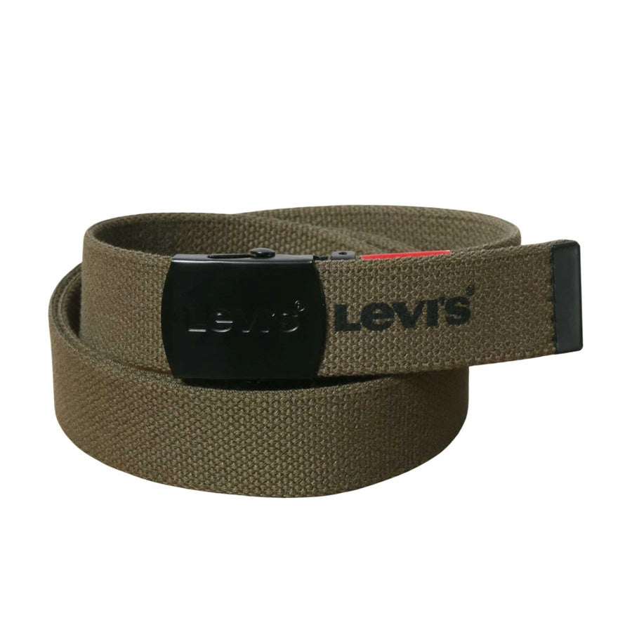 Levi's リーバイス GI ガチャベルト 35mm ブラックバックル 日本製 MADE IN JAPAN ブランド ロゴ ロングサイズ カジュアル ワーク 長さの調整~115cmまで可能(7718990029)