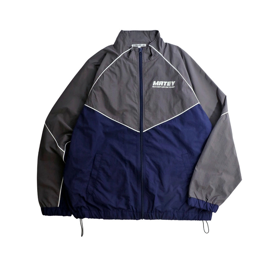 MATEY メーティー ロゴ 切替ライン シャカシャカ ナイロンブルゾン メンズ レディース ユニセックス トラックジャケット ライトアウター オーバーサイズ ルーズ(3142210160)