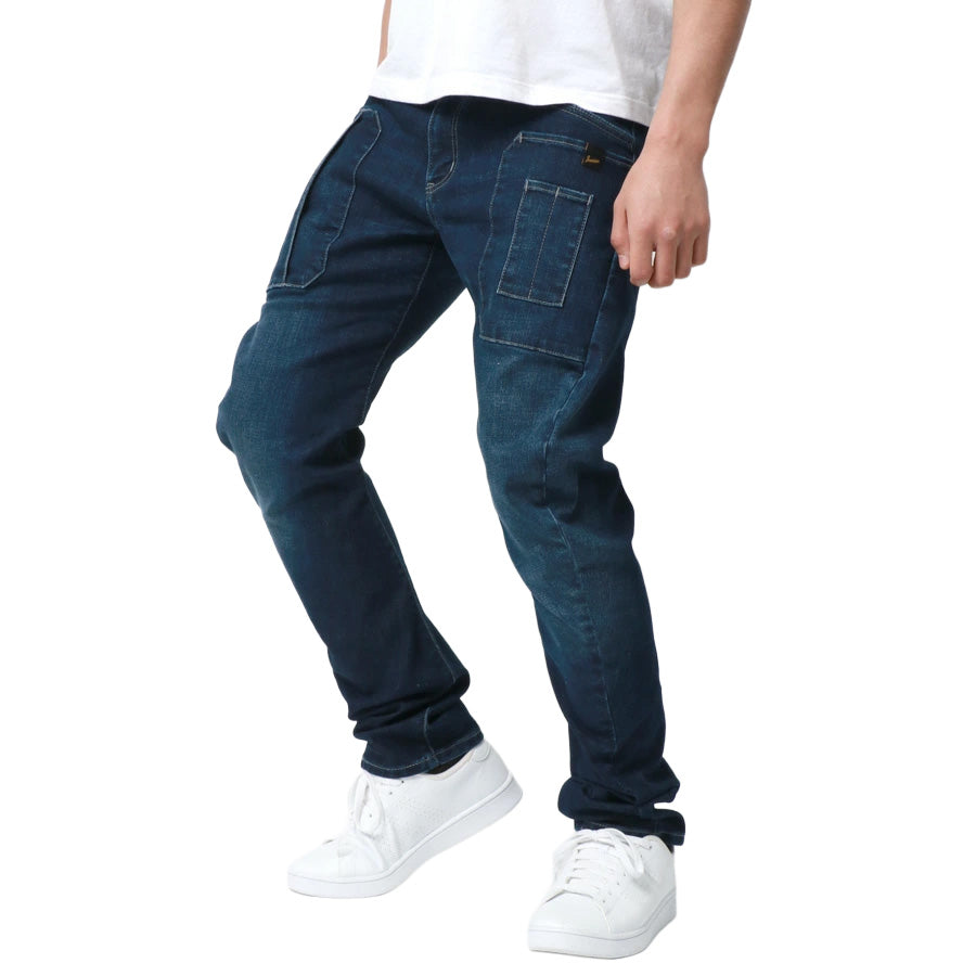 Jeanism EDWIN ジーニズム エドウィン カーゴパンツ ジーンズ メンズ デニムパンツ ジーパン スリム ゆったり アメカジ ストレッチ 大きいサイズ 3D 立体裁断 レギュラーパンツ ズボン ウォッシュ加工 テーパード(4171500018)