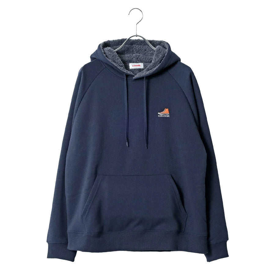 CONVERSE コンバース 裏ボア パーカー メンズ レディース ユニセックス 秋服 大きいサイズ 長袖 無地 長袖スウェット おしゃれ きれいめ ゆったり ロゴ シューズ 刺繍 ワンポイント プルパーカー あったか(0132280171)