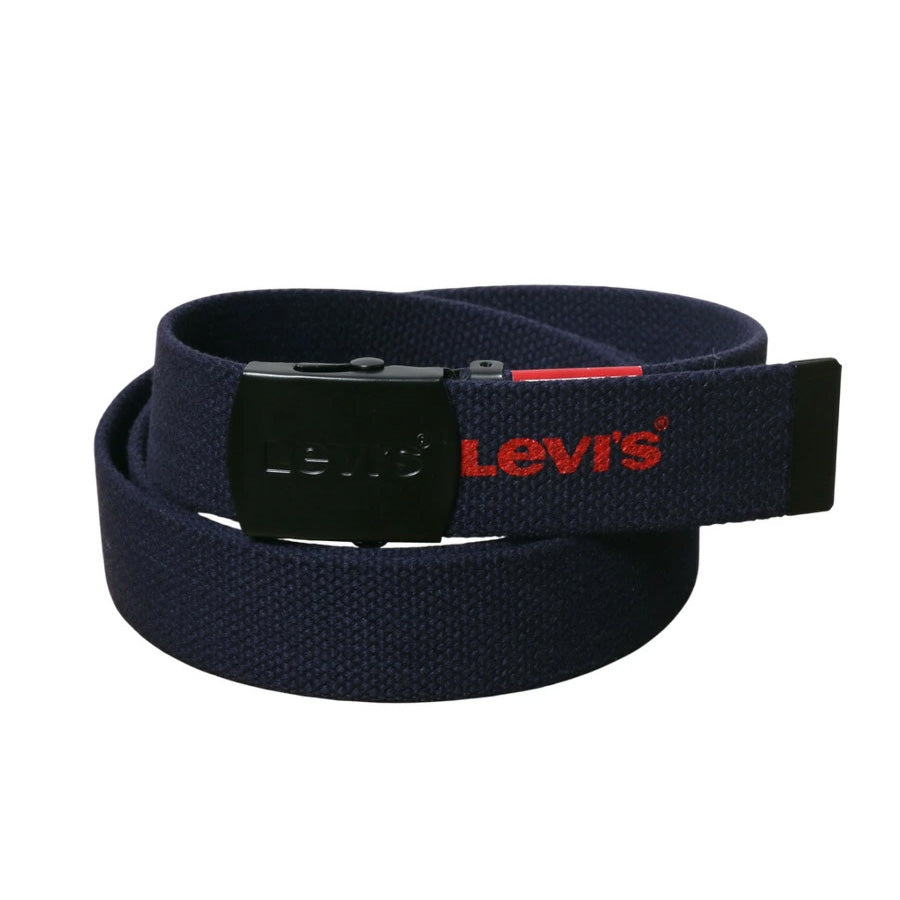 Levi's リーバイス GI ガチャベルト 35mm ブラックバックル 日本製 MADE IN JAPAN ブランド ロゴ ロングサイズ カジュアル ワーク 長さの調整~115cmまで可能(7718990029)