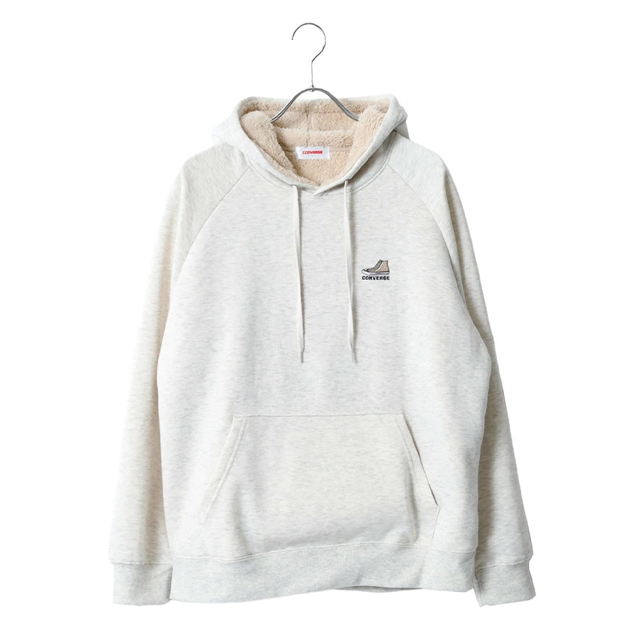 CONVERSE コンバース 裏ボア パーカー メンズ レディース ユニセックス 秋服 大きいサイズ 長袖 無地 長袖スウェット おしゃれ きれいめ ゆったり ロゴ シューズ 刺繍 ワンポイント プルパーカー あったか(0132280171)
