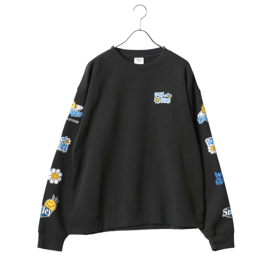 SMILEY FACE スマイリーフェイス スウェット トレーナー メンズ 裏起毛 ビッグシルエット ゆったり シンプル ロゴ入り 長袖 大きいサイズ おしゃれ かわいい レディース(0122510146)