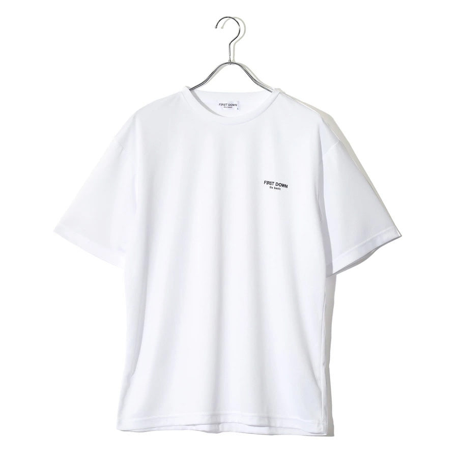 FIRST DOWN ファーストダウン Tシャツ 半袖 メンズ レディース ユニセックス マイクロメッシュ ワンポイント ブランド ロゴ クルーネック 吸水速乾 ドライ(0112000223)