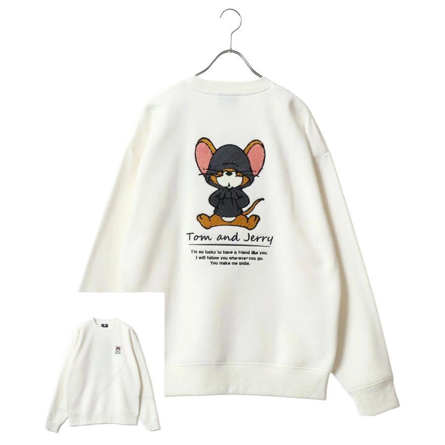 Tom and Jerry トムとジェリー スウェット トレーナー メンズ 裏起毛 ビッグシルエット オーバーサイズ ゆったり シンプル ロゴ入り ワンポイント 長袖 キャラクター 大きいサイズ レディース(0122280285)