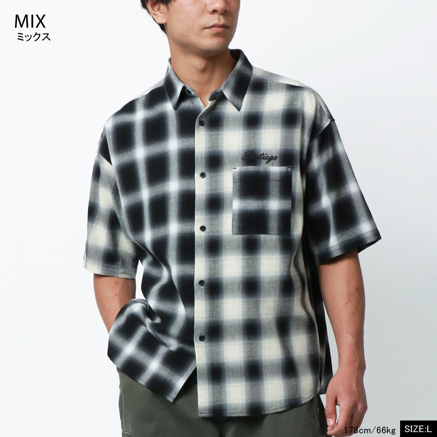 MRU チェックシャツ メンズ 半袖(2142680103)