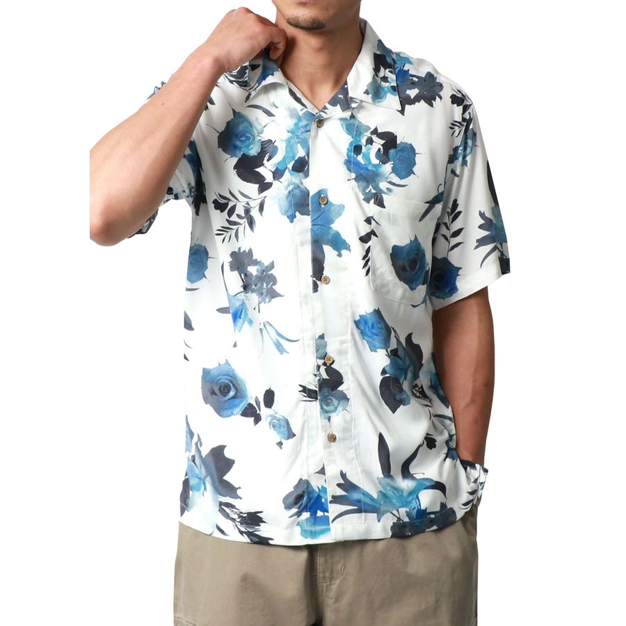 marukawa アロハシャツ 半袖 総柄 レーヨン オープンカラーシャツ ALOHA ハワイ ハワイアン(2152820087)