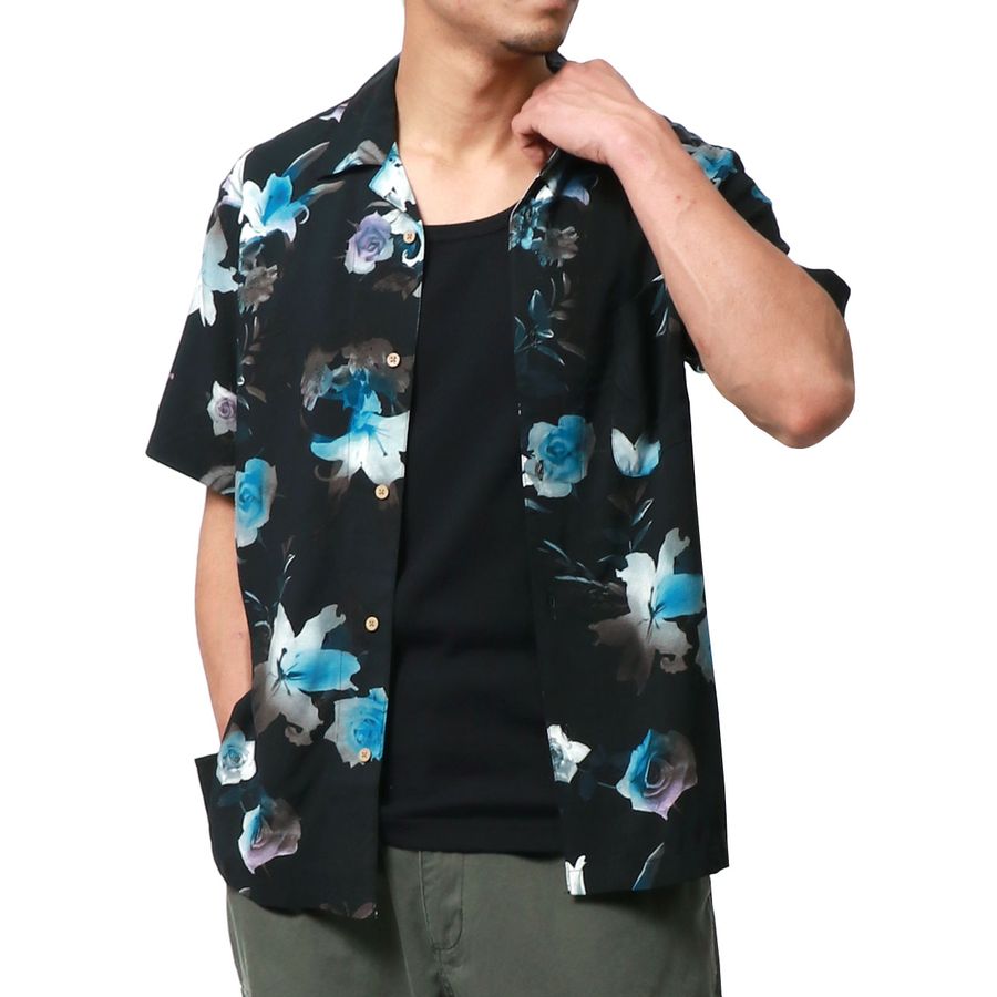 marukawa アロハシャツ 半袖 総柄 レーヨン オープンカラーシャツ ALOHA ハワイ ハワイアン(2152820087)