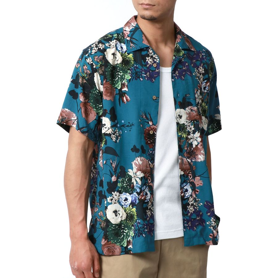 marukawa アロハシャツ 半袖 総柄 レーヨン オープンカラーシャツ ALOHA ハワイ ハワイアン(2152820087)