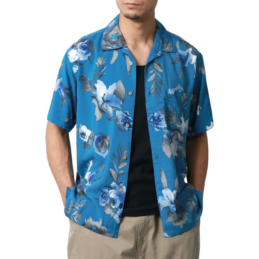marukawa アロハシャツ 半袖 総柄 レーヨン オープンカラーシャツ ALOHA ハワイ ハワイアン(2152820087)