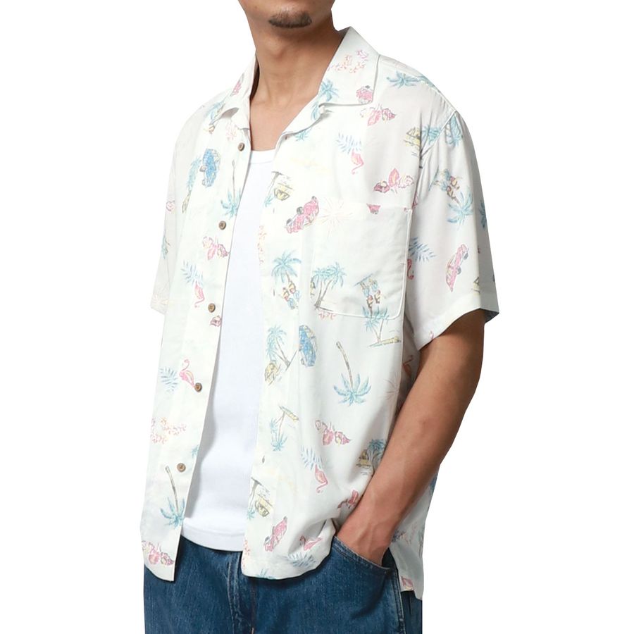 marukawa アロハシャツ 半袖 総柄 レーヨン オープンカラーシャツ ALOHA ハワイ ハワイアン(2152820087)