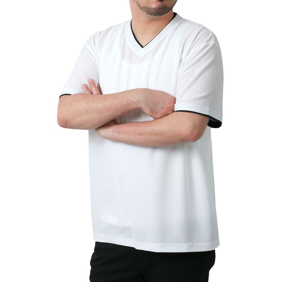 【大きいサイズ】DISCUS ディスカス 大きいサイズ Tシャツ 吸汗速乾 抗菌消臭 Vネック ワッフル 無地 半袖(6812280879)
