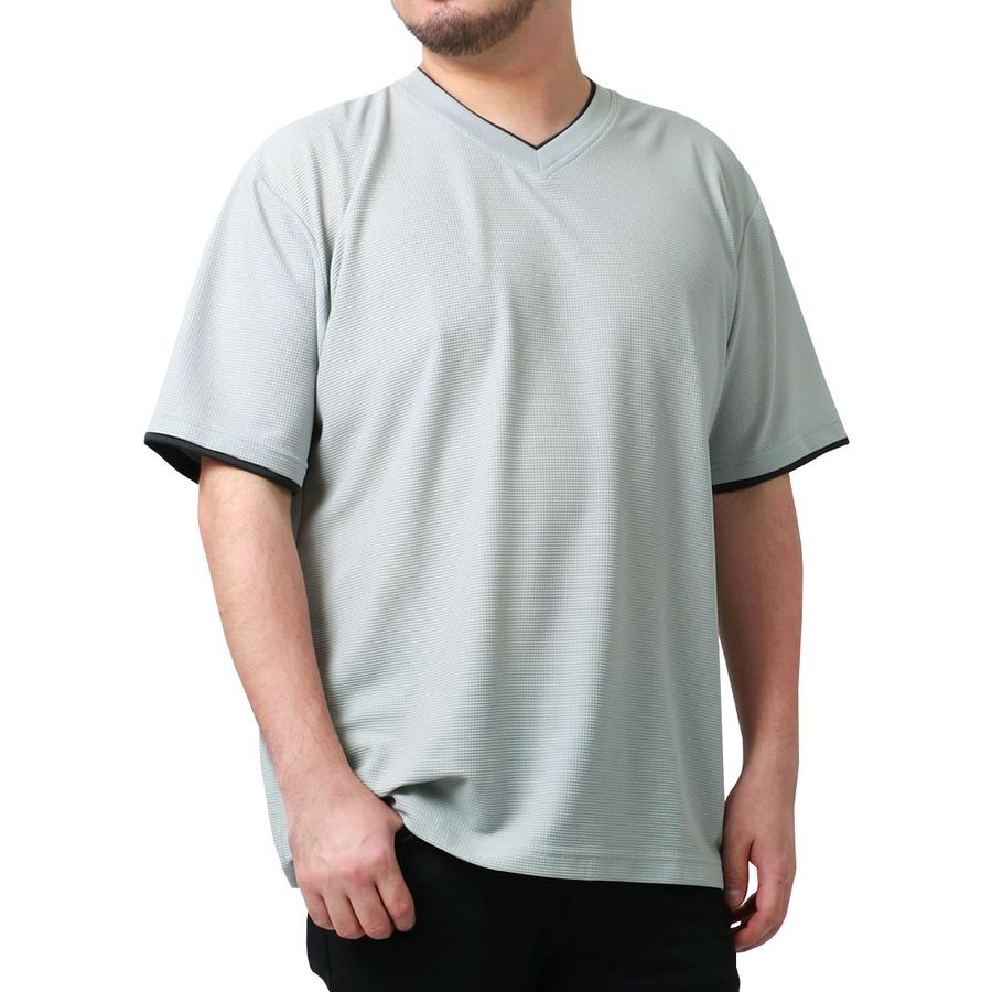 【大きいサイズ】DISCUS ディスカス 大きいサイズ Tシャツ 吸汗速乾 抗菌消臭 Vネック ワッフル 無地 半袖(6812280879)