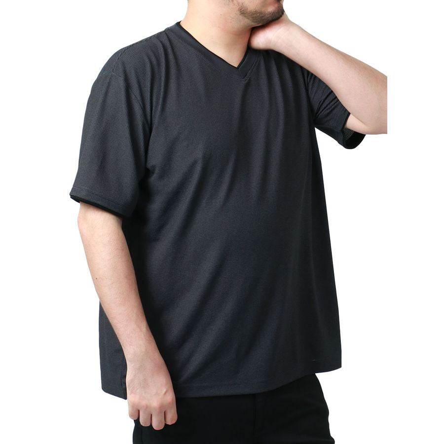 【大きいサイズ】DISCUS ディスカス 大きいサイズ Tシャツ 吸汗速乾 抗菌消臭 Vネック ワッフル 無地 半袖(6812280879)