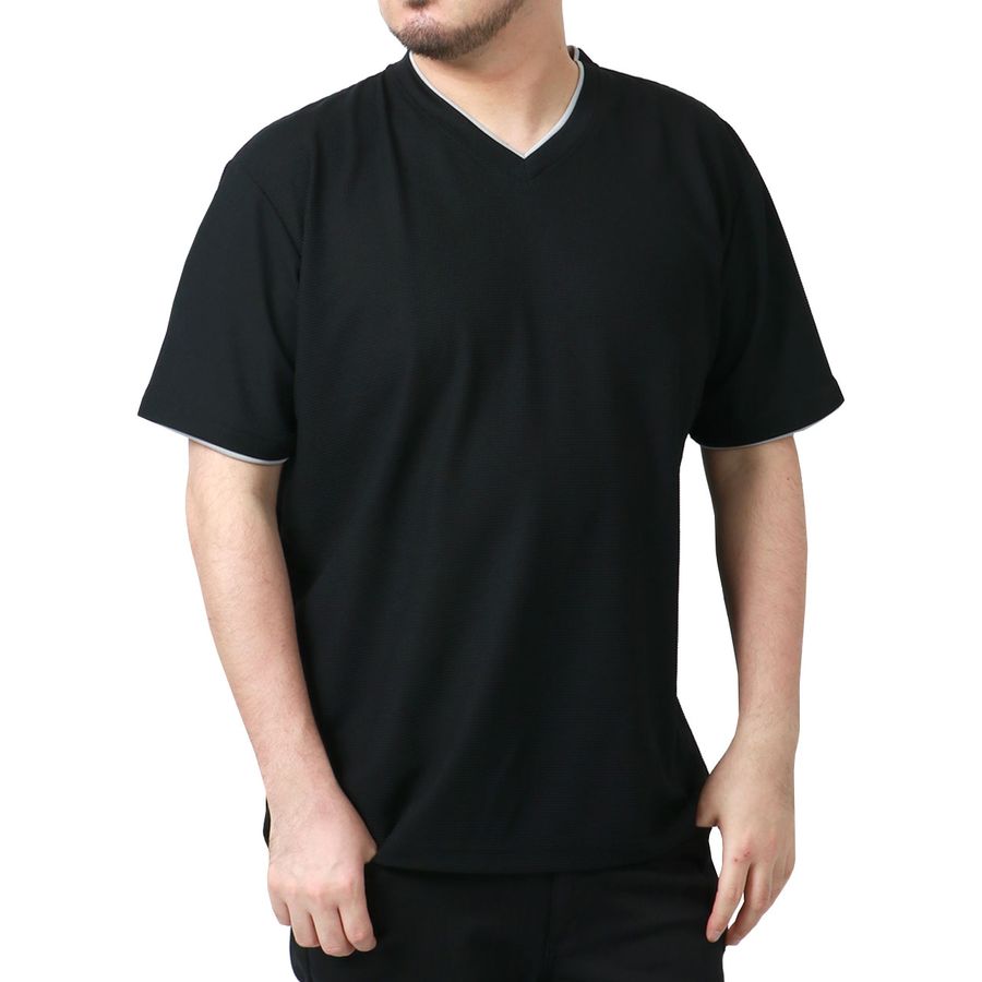 【大きいサイズ】DISCUS ディスカス 大きいサイズ Tシャツ 吸汗速乾 抗菌消臭 Vネック ワッフル 無地 半袖(6812280879)