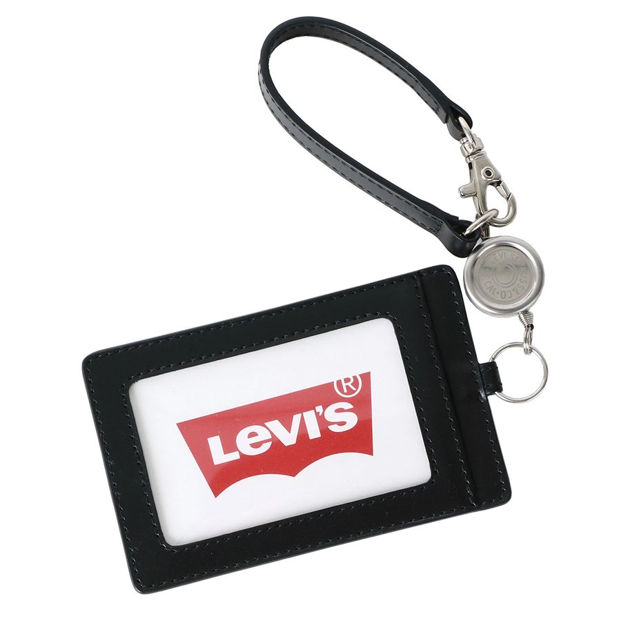 Levi's リーバイス 通勤 通学 シンプル 男女兼用 パスケース レザー 無地 定期入れ リール付き(7738990027)