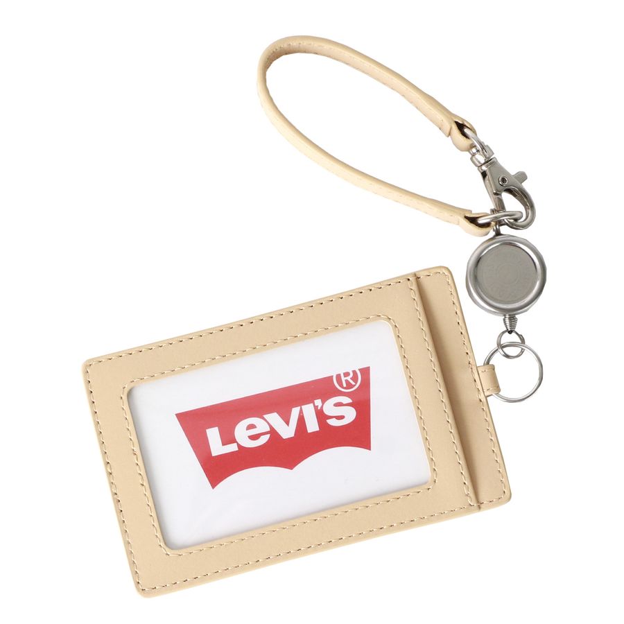 Levi's リーバイス 通勤 通学 シンプル 男女兼用 パスケース レザー 無地 定期入れ リール付き(7738990027)