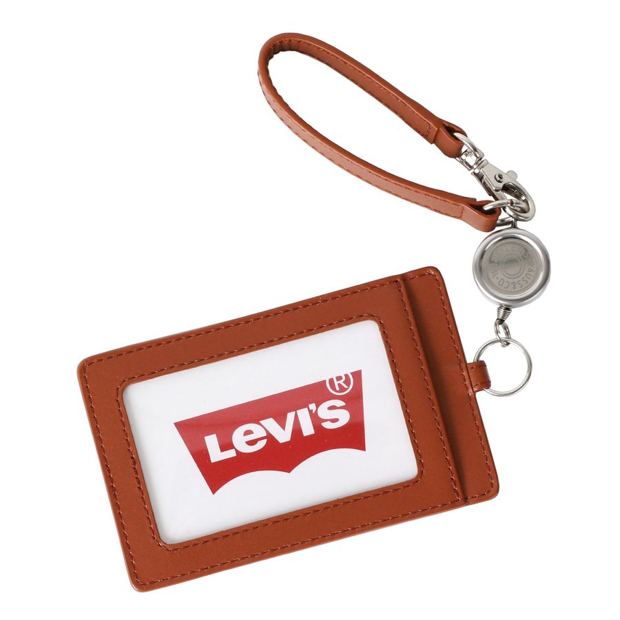 Levi's リーバイス 通勤 通学 シンプル 男女兼用 パスケース レザー 無地 定期入れ リール付き(7738990027)