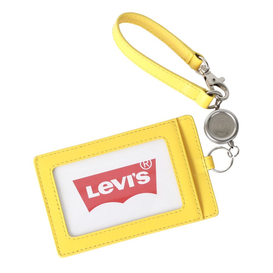 Levi's リーバイス 通勤 通学 シンプル 男女兼用 パスケース レザー 無地 定期入れ リール付き(7738990027)