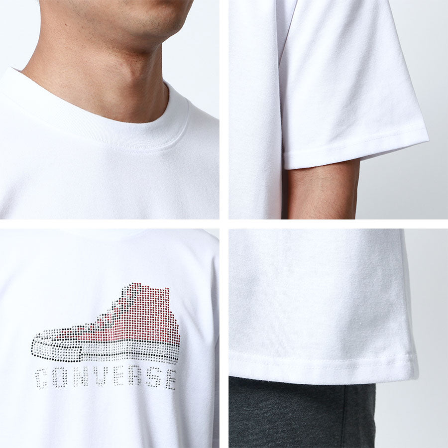 CONVERSE コンバース Tシャツ メンズ 夏 ラインストーン UVカット 接触冷感 半袖 ティーシャツ アメカジ カジュアル（0112281172）