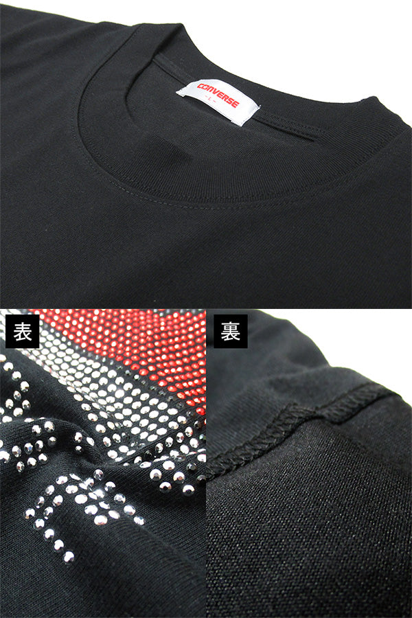 CONVERSE コンバース Tシャツ メンズ 夏 ラインストーン UVカット 接触冷感 半袖 ティーシャツ アメカジ カジュアル