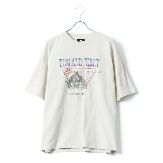 トムとジェリー Tシャツ 半袖 メンズ レディース ユニセックス キャラクター 綿100％ 春夏 大きいサイズ ヴィンテージ風 プリント ティーシャツ ロック バンド ピグメント加工 ROOK（0112281248）